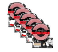 EHxCUF 2/5 pezzi SS12KW ST12KW 12mm Nastro per etichette compatibile con i modelli di stampante per etichette LW-300 LW-400 per il numero di parte SS12KW ST12KW SC12YW SC12KZ(5PK Black on Red)