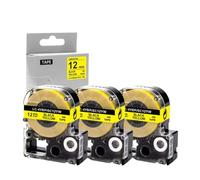 EHxCUF 3pk 12mm SC12YW nastro compatibile con etichetta LW-700 Works con King Jim SC12YW LK-4YBP Nero su nastro di nastro di etichetta gialla