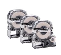EHxCUF 3pk nero su nastro di etichetta SS12KW bianco SS12KW 4WBN 12mm compatibile con etichetta Serie LW tra cui LW-300 LW-400 LW-500 LW-600P LW-700