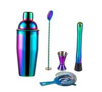 EHYSYN Paletta per mescolare Set da Bar Shaker per Cocktail Arcobaleno da 5 Pezzi, Kit da Barista Shaker per Bevande, Vino, Martini, Strumenti per Bar per Feste agitatori per Bevande(750)