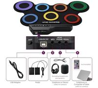 EIC EIC Drum Electric Drum Set di Tamburi Portatile Kit 7 Pad con Pedali Headphjack Tamburi di Compleanno per le Vacanze Strumenti Musicali Praticano Tamburo Kit No Altoparlanti