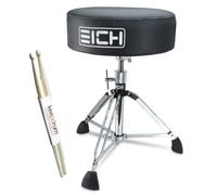 Eich DBC400R-VEL - Sgabello per subwoofer in pelle, extra basso, con bacchette Keepdrum