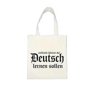Eichenherz Borsa in tela "Forvielleicht hättest du Deutsch lernsollen" - Borsa in cotone con frattura - 35 x 40 cm - Borsa per la spesa riutilizzabile