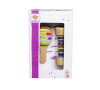 Eichhorn 100003491 - Set musicale con sonaglio composto da Rainmaker e nacchere, giocattolo musicale colorato in legno di faggio certificato FSC al 100%, a partire da 2 anni