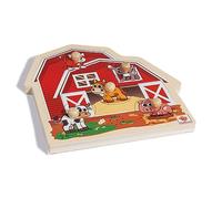 Eichhorn 100005415 - Puzzle con Suoni della Fattoria, in Legno Certificato FSC 100%, con 5 Suoni, Gatto, Mucca, Cavallo, Cane e Maiale, 6 Pezzi, 25 x 25 cm