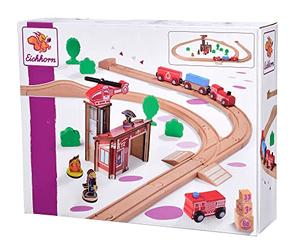 Eichhorn Binenbahn 100006205 - Set da 33 Pezzi, Lunghezza 295 cm, Legno di faggio Certificato FSC, Compatibile con Altri sistemi ferroviari
