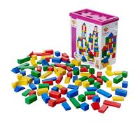 Eichhorn 100010171 100 bunte Holzbausteine in der Aufbewahrungsbox mit Kordel un