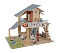 Eichhorn - Casa delle Bambole con Accessori - con mobili e 3 Personaggi, Non assemblato, in Legno, 25 Pezzi, 53 x 36 x 44 cm, a Partire da Tre Anni