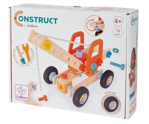Eichhorn Construct - 72 pezzi giocattolo da costruzione con ruote girevoli e braccio mobile della gru per promuovere la comprensione tecnica e le capacità motorie, legno certificato FSC, dai 3 anni in
