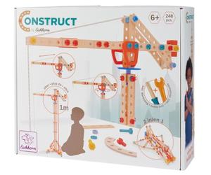 Eichhorn Construct Gru - 248 pezzi giocattolo da costruzione 2 in 1 per promuovere le capacità motorie e la creatività, costruibile come gru o astronave, legno certificato FSC, dai 6 anni in su