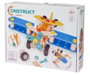 Eichhorn Construct - Set di 84 giocattoli da costruzione 2 in 1 per promuovere le capacità motorie e la comprensione della tecnica, combinabili con tutti i set, legno certificato FSC, dai 4 anni in su