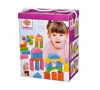 Eichhorn 100088011 75 Pastel-Coloured Wooden Building Blocks in Storage Box and