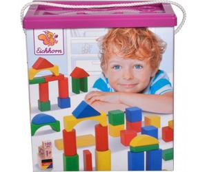 Eichhorn Mattoncini da Costruzione in Legno, 100 Pezzi - 1 pz.