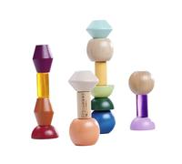 Eichhorn Montessori - Perline impilabili - Gioco educativo con Perline di Legno Colorate in Diverse Forme, promuove abilità e riconoscimento dei Colori, in Legno di Betulla e faggio Certificato FSC