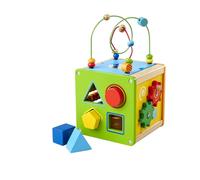 Eichhorn Piccolo cubo di Gioco e di apprendimento - Giocattolo motorio con Funzione Girevole e Scorrevole, Fiocco Motore e Specchio, in Legno di Betulla Certificato FSC e Compensato, 15 x 15 x 27 cm