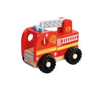 Eichhorn Vigili del fuoco da spingere: camion dei pompieri giocattolo per rotolare e afferrare, design robusto, realizzato in legno di faggio, legno di betulla e compensato, giocattolo per bambini