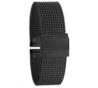 Eichmüller Bracciale in acciaio inox massiccio con maglia milanese, placcato oro PVD, Nero , 18mm, bracciale