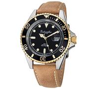 Eichmüller Orologio da uomo in pelle con lente d'ingrandimento, datario e lunetta girevole 20ATM, cinghia