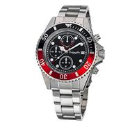 Eichmüller Orologio da uomo subacqueo Chrono 100 m, datario, lunetta girevole, indice luminoso, argento/nero, Bracciale