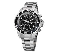 Eichmüller Orologio da uomo subacqueo cronografo 100 m, datario, funzione cronometro, lunetta girevole, massa luminosa, nero/argento, Bracciale