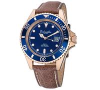 Eichmüller Orologio da uomo subacqueo marrone con lente d'ingrandimento e lunetta girevole 20ATM, cinghia