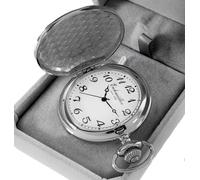 Eichmüller Tasca Cromo Argento 45 MM Hunter Collana Quarzo & Scatola 3 Zeiger