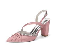 EICOFF Donna Alto Largo Tacco Heel a Punta Sandali Pumps Slingback Scarpe col Tacco Donna Eleganti Decollete a Cinturino alla Caviglia da Festa,Flesh Pink,36 EU