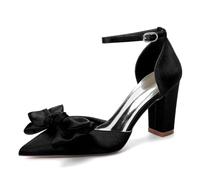 EICOFF Scarpe da Sposa Donna con Tacco Alto a Blocchi per la Sposa Comode Décolleté da Sera con Cinturino alla Caviglia Sandali Damigella d'Onore,Nero,40 EU