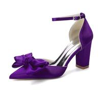 EICOFF Scarpe da Sposa Donna con Tacco Alto a Blocchi per la Sposa Comode Décolleté da Sera con Cinturino alla Caviglia Sandali Damigella d'Onore,Dark Purple,40 EU