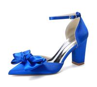 EICOFF Scarpe da Sposa Donna con Tacco Alto a Blocchi per la Sposa Comode Décolleté da Sera con Cinturino alla Caviglia Sandali Damigella d'Onore,Royal Blue,36 EU