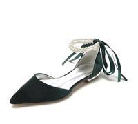 EICOFF Scarpe da Sposa Donna con Tacco Basso per la Sposa Pumps Cinturino alla Caviglia Perle Scarpe da Matrimonio Feste Sexy Dress,Dark Green,41 EU