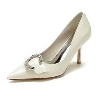 EICOFF Scarpe Donna Tacco a Spillo Slip on Décolleté Scarpe da Abito a Punta con Tacco Alto Cristallo Perla Pompe Sandali da Lavoro da Festa,Beige,41 EU