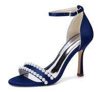 EICOFF Sposa Tacco a Spillo Donna Punta Aperta Sandali da Sposa con Cinturino alla Caviglia Perle Scarpe da Festa per Il Lavoro Matrimonio Ballo,Dark Blue,40 EU