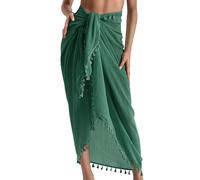 Eicolorte Beach Sarong Pareo - Costume da bagno da donna, semi-velato, con nappe, 20-atrovirens-lungo, taglia unica