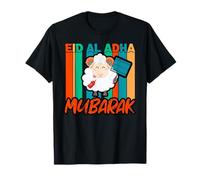 Eid al Adha Mubarak BBQ Pecore Felice Eid Day Musulmano Vintage Maglietta