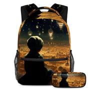 Eid al-Fitr Carry Your Dreams, set di 2 zaini per la scuola per ragazzi, ragazze e adolescenti, elegante borsa da viaggio per libri, Multicolore#07, B：29.4x20x40cm P：19x7.5x3.8cm, Zaini Daypack