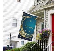 Eid Al-Fitr Crescent Moon And Stars Bandiera Colore Vivido Bandiere Con 2 Occhielli Flag Per Interno Esterno Decorazione 90X150Cm