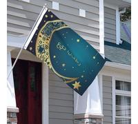 Eid Al-Fitr Crescent Moon And Stars Flag Durevole Bandiere Con 2 Occhielli Bandiera Per Esterno Feste Giardino 90X150Cm