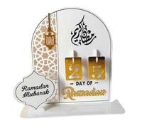 Eid Mubarak Calendario dell'avvento del Ramadan per bambini, in acrilico dorato, supporto per conto alla rovescia per decorazione da tavola islamica Iftar, regalo islamico per famiglie musulmane