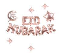 Eid Mubarak Decorazione in oro rosa Palloncini musulmani in lattice Star Moon Ballon Eid Al-Fitr Palloncini in pellicola per Eid Mubarak Ramadan Festa Mubarak Kareem Decoration
