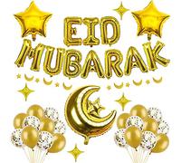 Eid Mubarak Decorazione oro palloncini musulmani lattice palloncini stella luna palloncino Eid Al-Fitr palloncino in pellicola per Eid Mubarak Ramadan Festa Mubarak Kareem Decoration