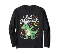 Eid Mubarak Dinosaur Celebration T-Rex Divertimento Maglia a Manica