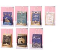 Eid Mubarak Gift Bags Set - 14 Bags, 7 Unique Designs, Durable Paper, Perfect for Ramadan and Eid Celebrations, Great for Gifts and Snacks