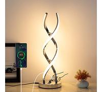 EIDEARAY lampada da comodino a LED a intensità variabile, tavolino design a spirale moderna, 18w con porta USB, per sala lettura, camera da letto e comodini