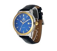 EIDIKA Orologio meccanico automatico classico da uomo, serie Masterpiece - calendario con data, lancette luminose, fondello espositivo, resistente all'acqua, a carica automatica, quadrante blu, 43 mm