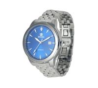 EIDIKA Orologio meccanico automatico classico da uomo, serie Masterpiece - calendario con data, lancette luminose, fondello espositivo, resistente all'acqua, a carica automatica, quadrante blu, 43 mm