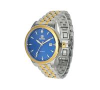 EIDIKA Orologio meccanico automatico classico da uomo, serie Masterpiece - calendario con data, lancette luminose, fondello espositivo, resistente all'acqua, a carica automatica, quadrante blu, 43 mm