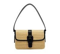 EIDIRGHB Borsa Paglia Straw Purse Woven Beach Bag Summer Clutch Boho Crossbody Bags for Women Small Raffia Shoulder Bag-Nero