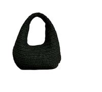 EIDIRGHB Borsa Paglia Straw Tote Hand-Woven della Frizione Mezza Luna Underarm Bags Polso Cerchio Spalla Nube Estate Seaside Pack-Nero