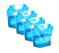 Eidoct Confezione da 4 contenitori per acqua pieghevoli, 5 l, per auto, per sport, escursionismo, campeggio, barbecue, picnic